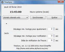 Fenêtre principale de TimeSync